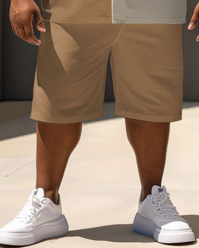 Big & Tall Colorblock Streetwear T-Shirt Shorts Set for big men view 3