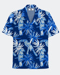 Big & Tall Blue Hawaiian Floral Short Sleeve Shirt for big men view 2