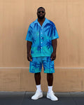 Big & Tall Hawaiian Gradient T-Shirt Shorts Set for big men view 1