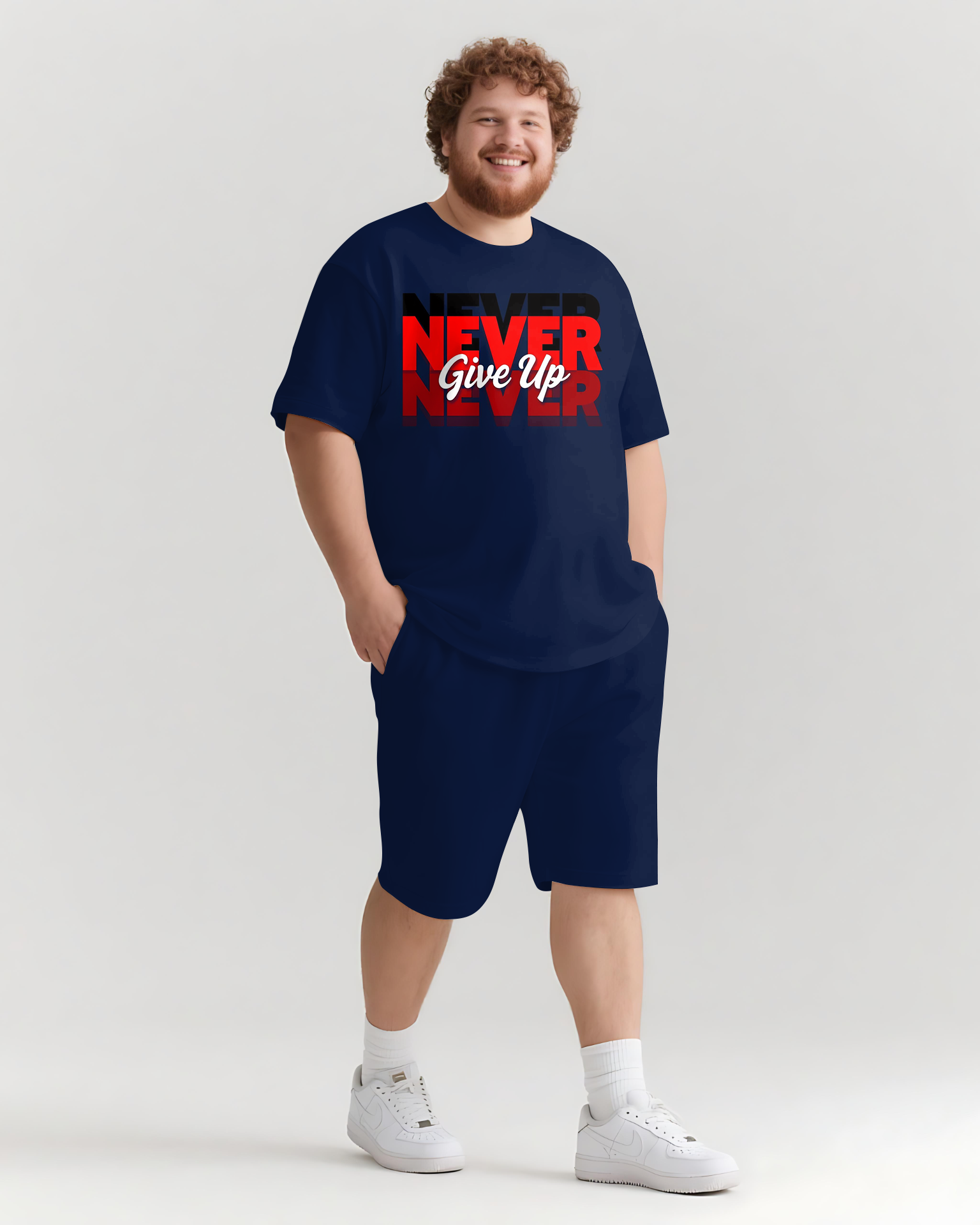 Big & Tall Graphic Streetwear T-Shirt Shorts Set for big men view 2