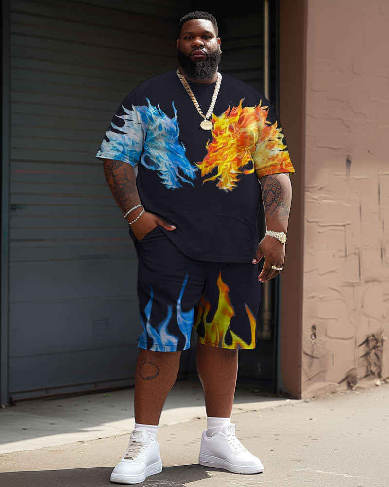 Big & Tall Graphic Streetwear Two-piece Set for big men view 2