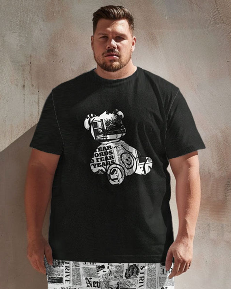 Big & Tall Graphic Streetwear T-Shirt Shorts Set for big men view 2