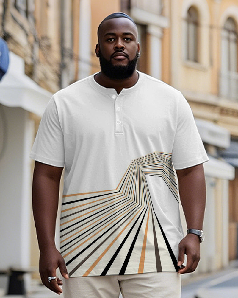 Big & Tall White Geometric Graphic T-Shirt for big men view 1