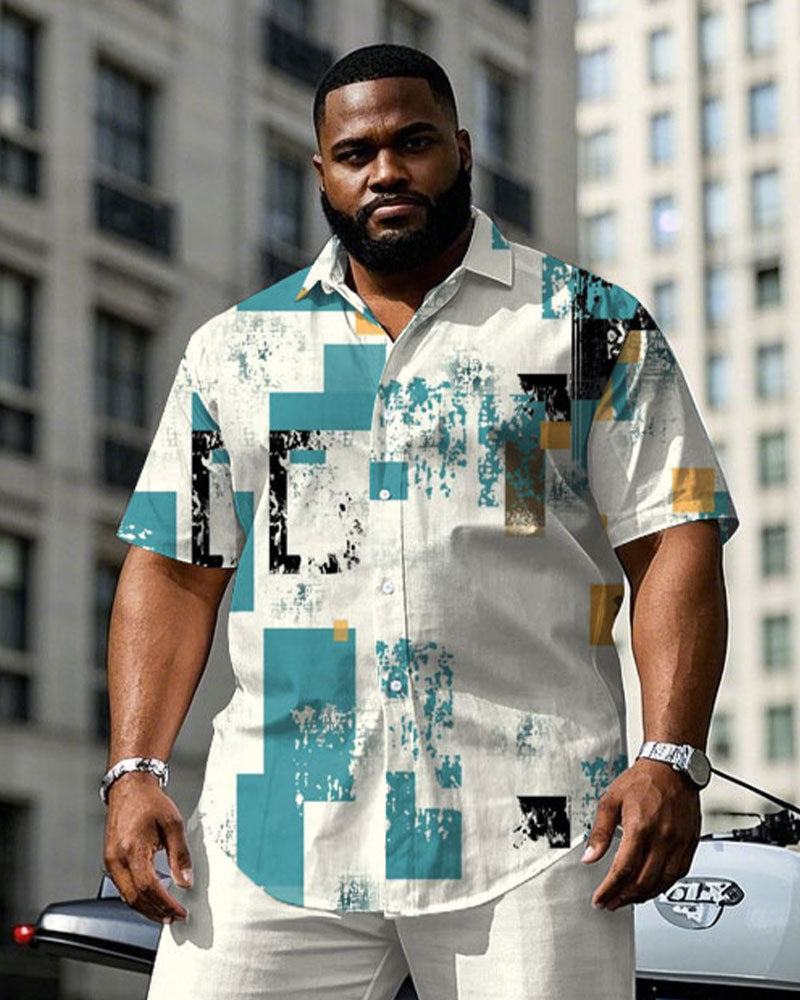 Big & Tall Business Casual T-Shirt Pants Set for big men view 2