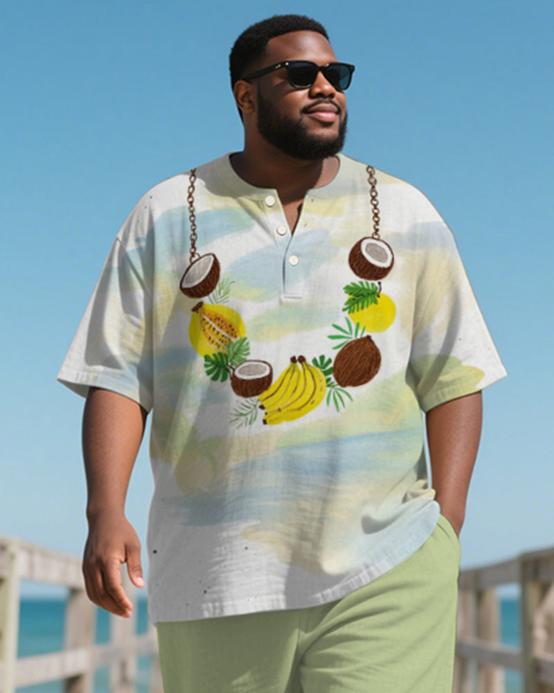 Big & Tall Hawaiian T-Shirt Shorts Set for big men view 2