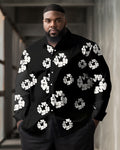 Big & Tall Denim Floral Streetwear Long Sleeve Shirt for big men