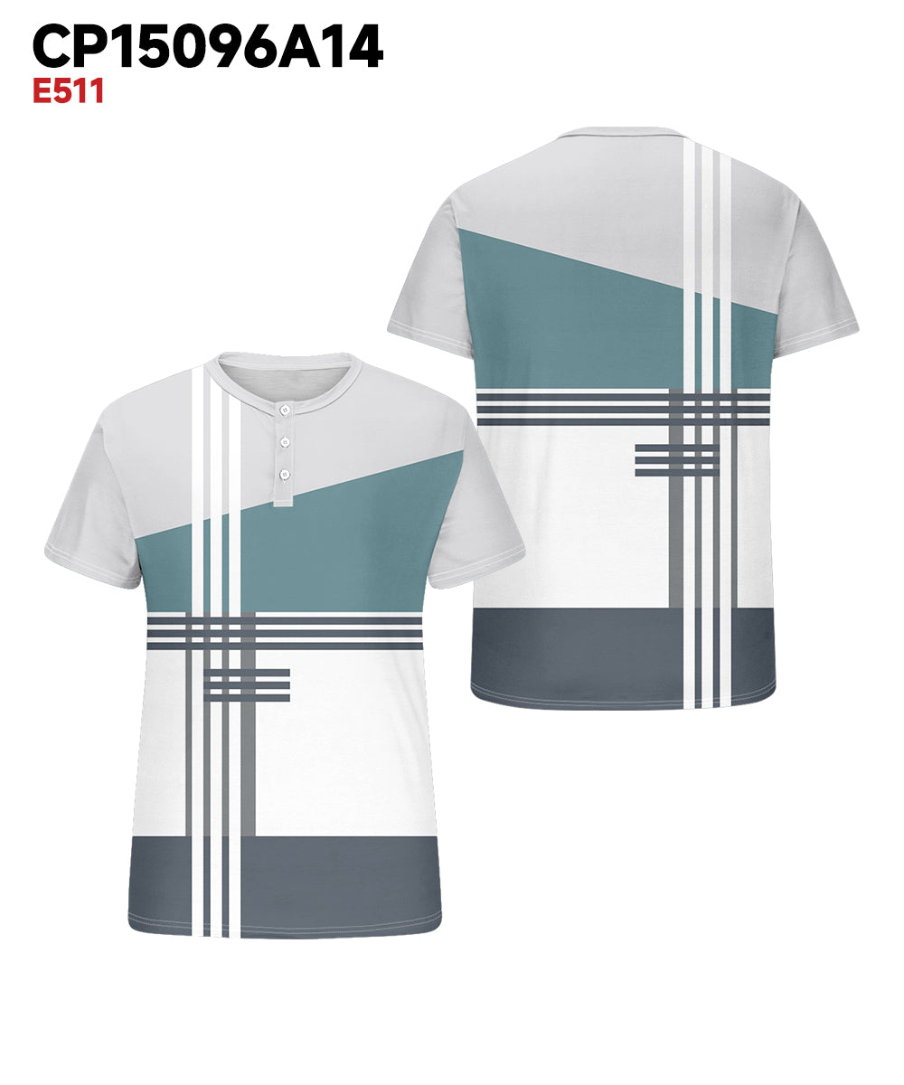 Big & Tall White Blue Geometric T-Shirt for big men view 3