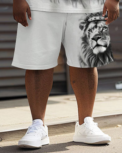 Big & Tall Graphic Streetwear T-Shirt Shorts Set for big men view 3