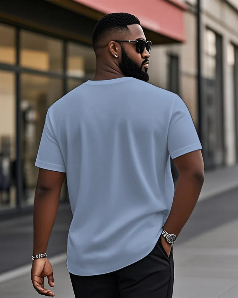 Big & Tall Blue Hawaiian Striped T-Shirt for big men view 2