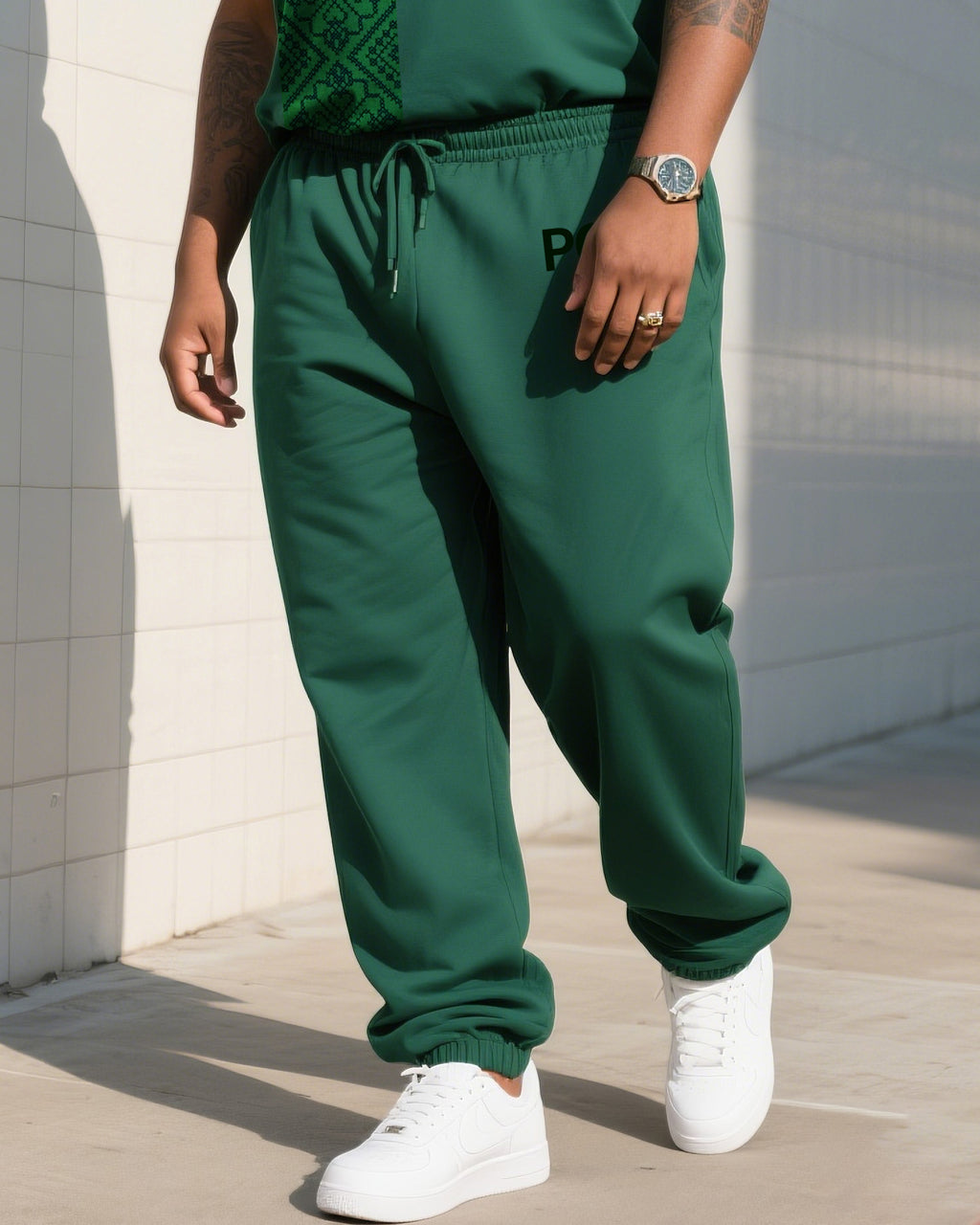 Big & Tall Striped Two-piece Set for big men view 3