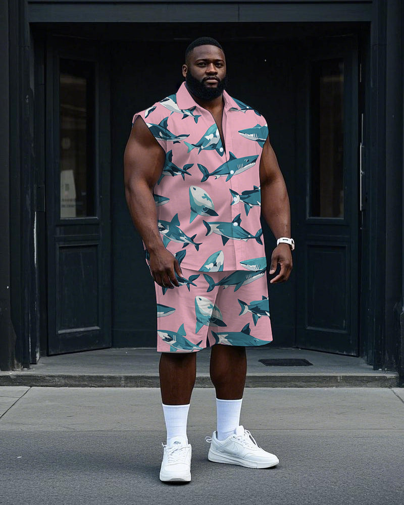 Big & Tall Hawaiian T-Shirt Shorts Set for big men view 1