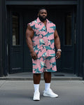 Big & Tall Hawaiian T-Shirt Shorts Set for big men view 1