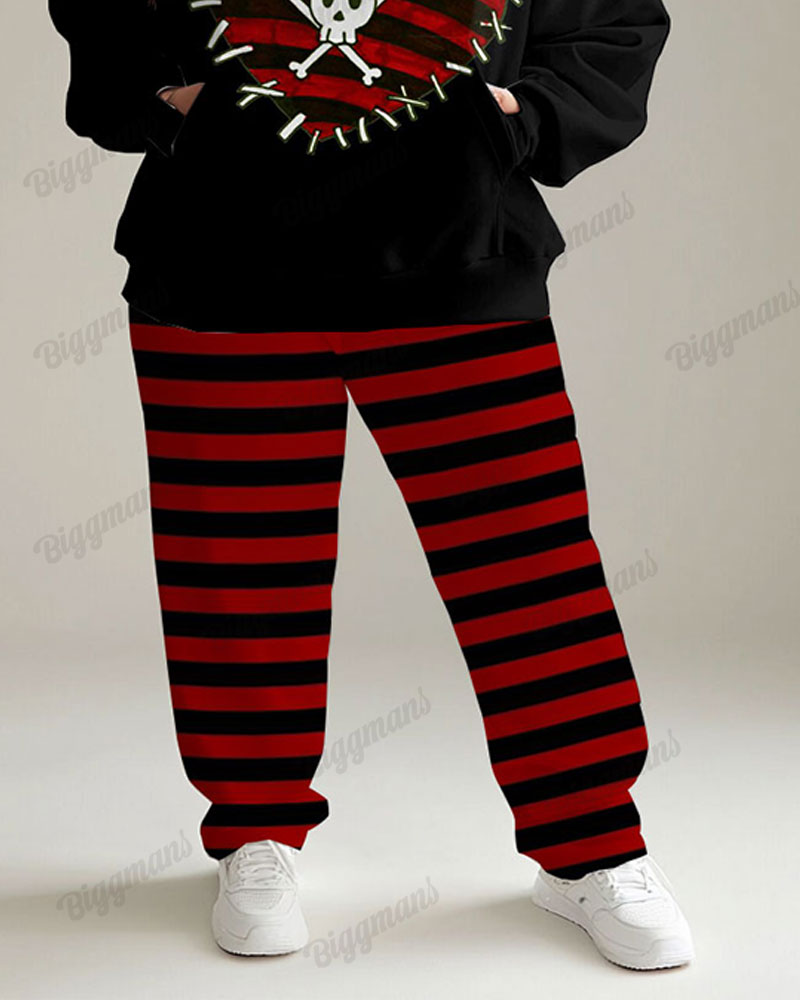 Big & Tall Colorblock Striped Hoodie Sweatpants Set for big men view 3