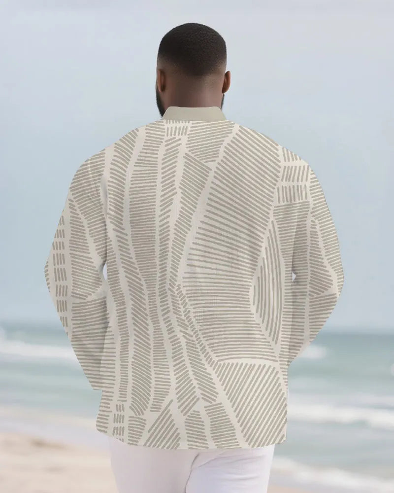 Big & Tall Gray Graphic Patchwork Long Sleeve Shirt for big men view 3