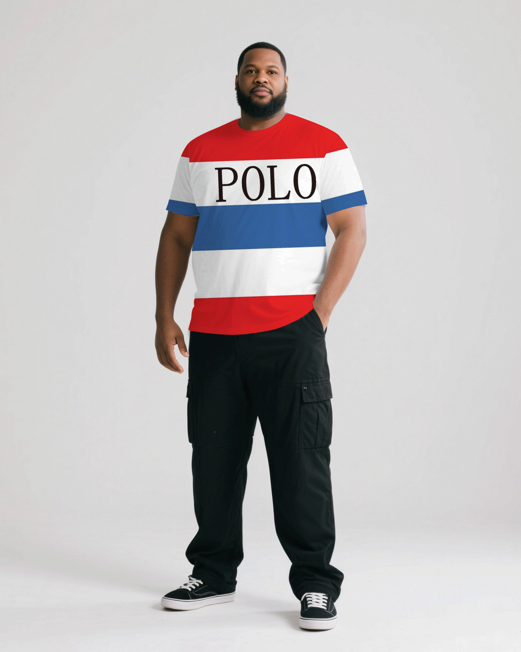 Big & Tall Black White T-Shirt Pants Set for big men view 2