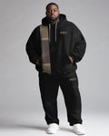 Big & Tall Plaid Patchwork Hoodie Sweatpants Set for big men view 1