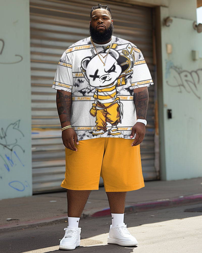 Big & Tall Graphic Graffiti T-Shirt Shorts Set for big men view 2