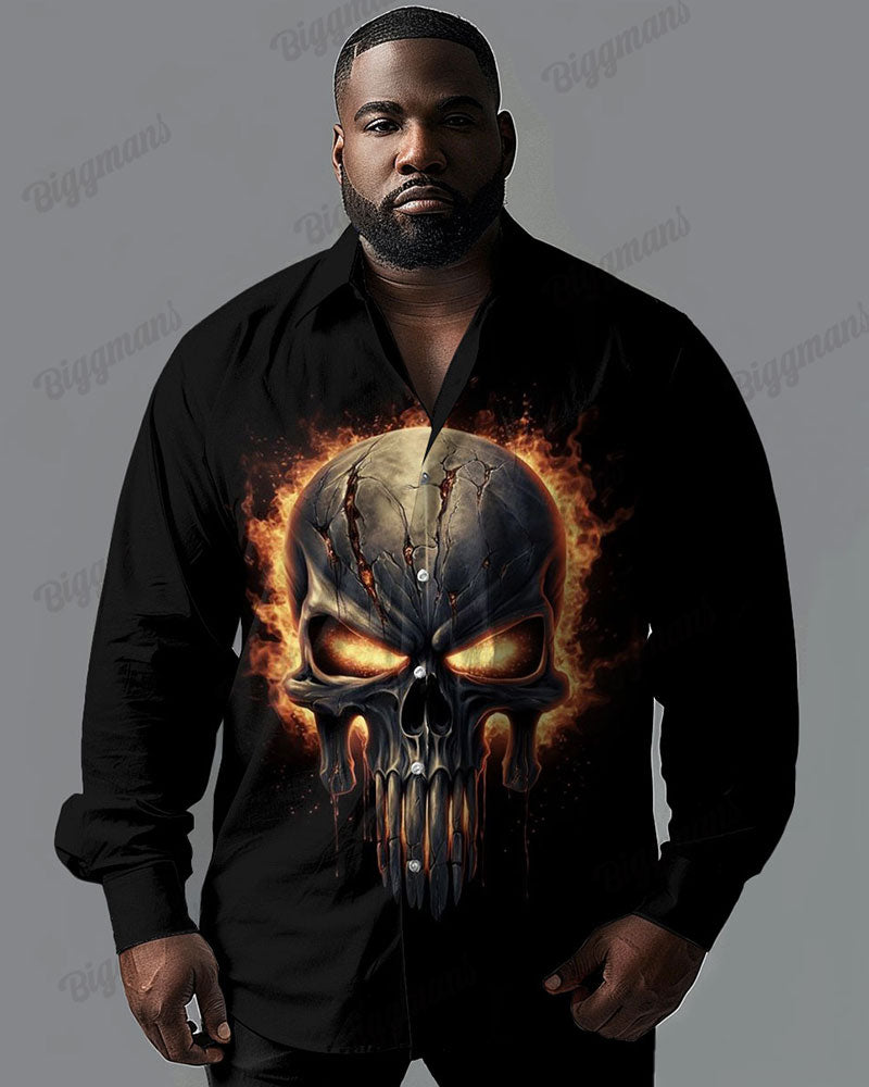 Big & Tall Graphic Skull Shirt Pants Set for big men