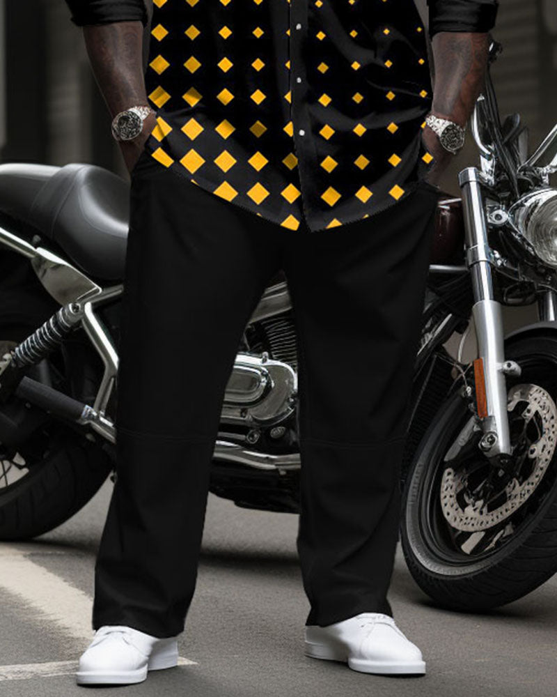 Big & Tall Geometric Business Casual Shirt Pants Set for big men view 3