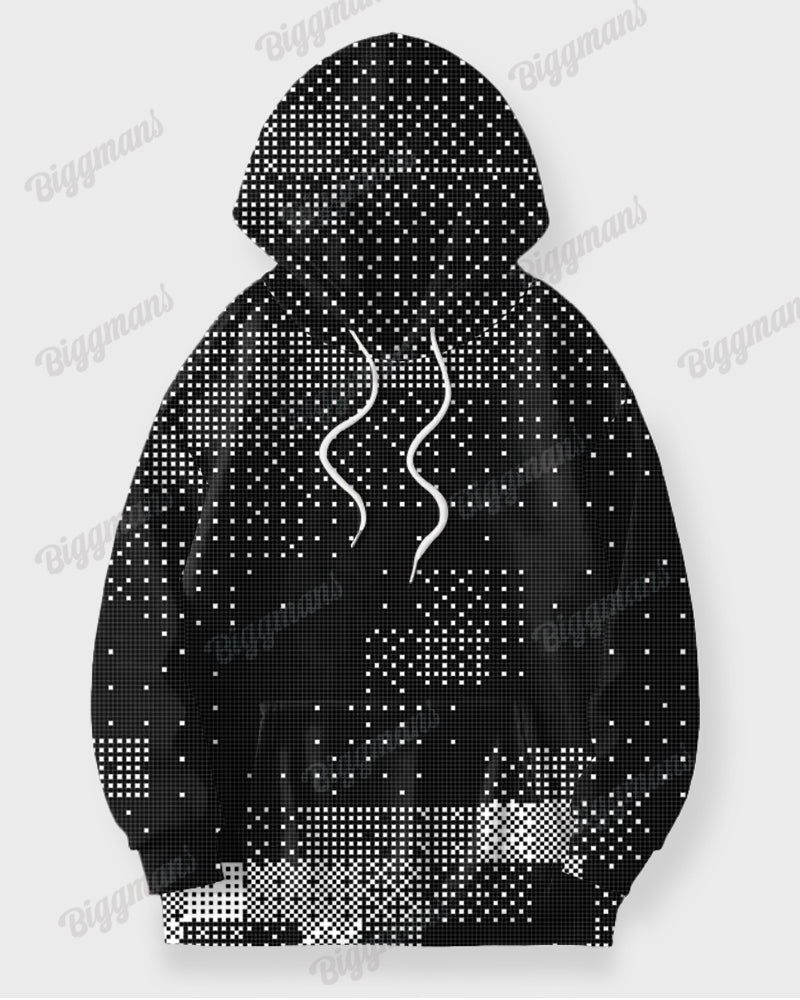 Big & Tall Black Geometric Hoodie Sweatpants Set for big men view 3