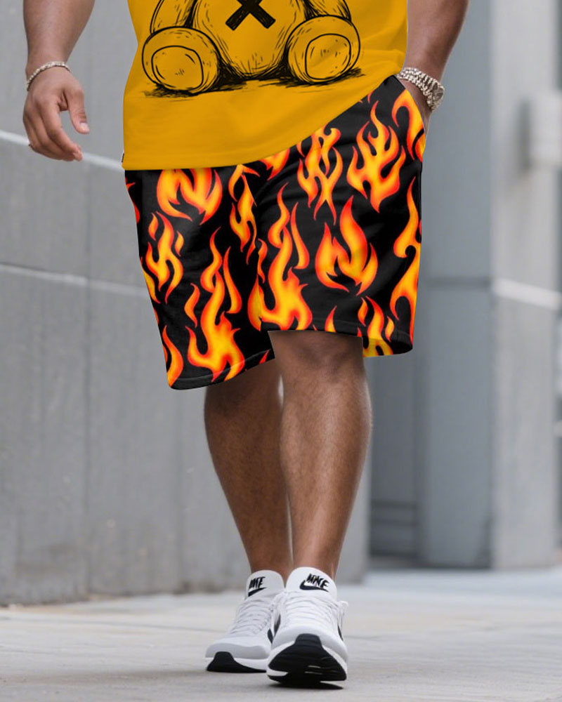 Big & Tall Yellow Graphic T-Shirt Shorts Set for big men view 3