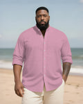 Big & Tall Solid Color Patchwork Long Sleeve Shirt for big men view 3