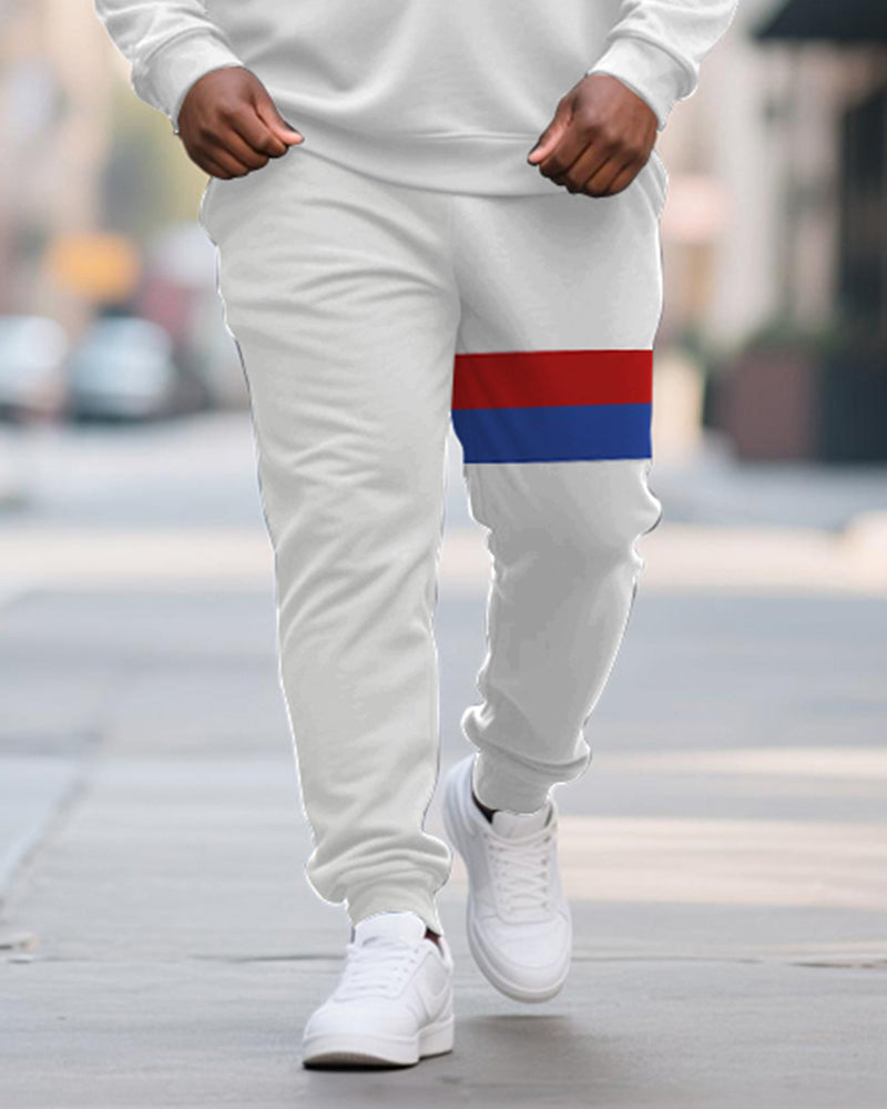 Big & Tall Blue Red Striped Two-piece Set for big men view 3