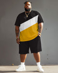 Big & Tall Colorblock Streetwear Two-piece Set for big men view 2
