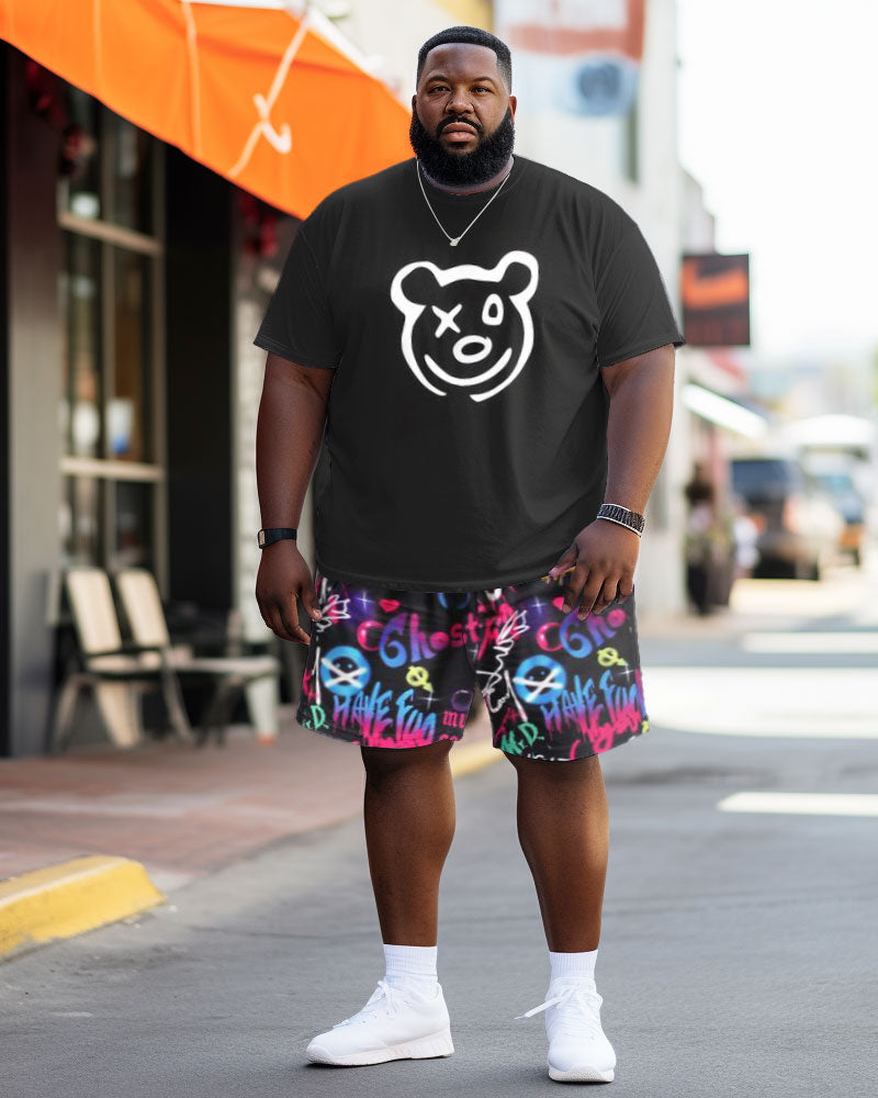 Big & Tall Graffiti Streetwear Two-piece Set for big men view 1