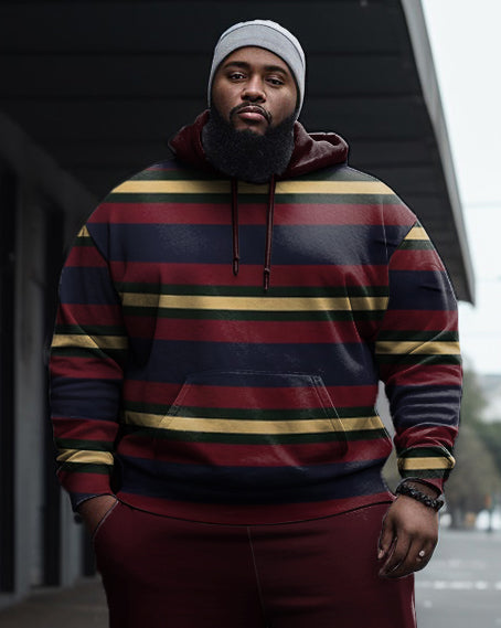 Big & Tall Striped Hoodie Sweatpants Set for big men view 2