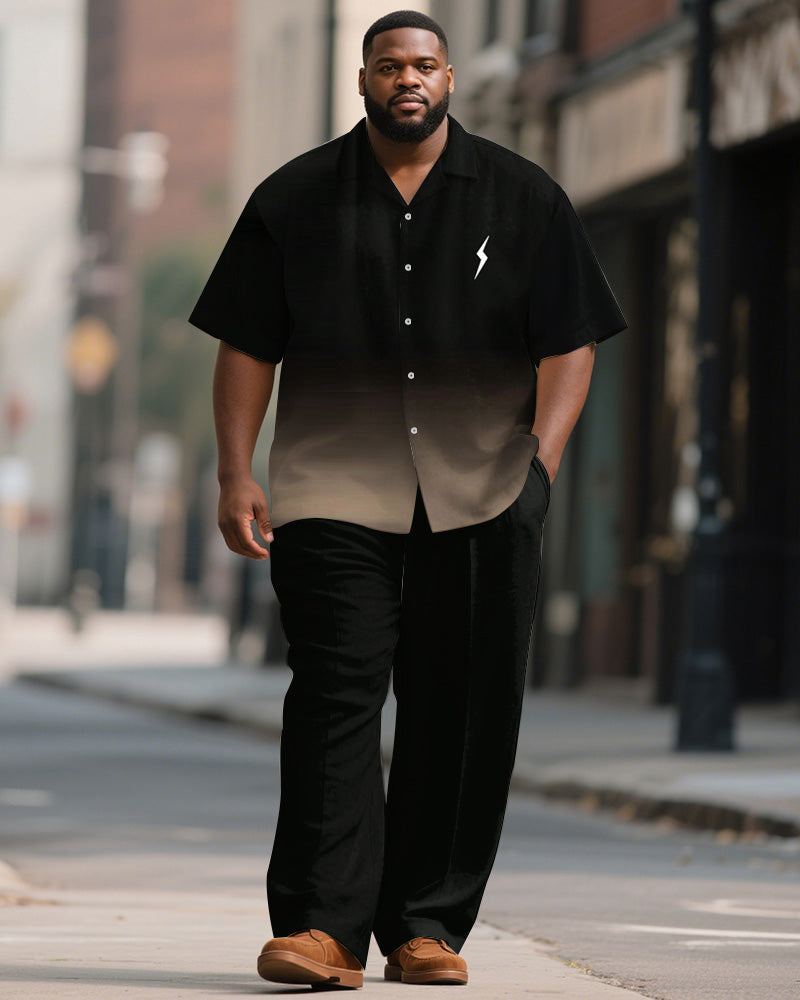 Big & Tall Black Brown Gradient T-Shirt Pants Set for big men view 1