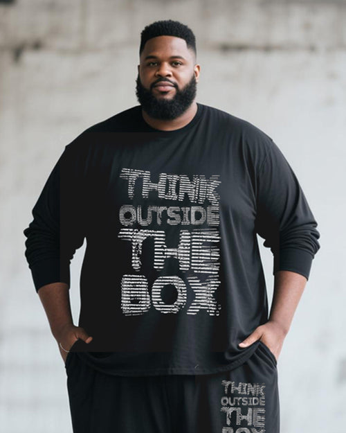 Big & Tall Striped Graphic Graffiti T-Shirt Pants Set for big men view 2