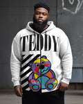 Big & Tall White Denim Graffiti Hoodie Sweatpants Set for big men