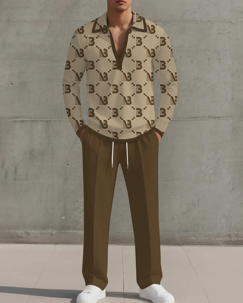 Big & Tall Geometric Graphic Two-piece Set for big men view 1