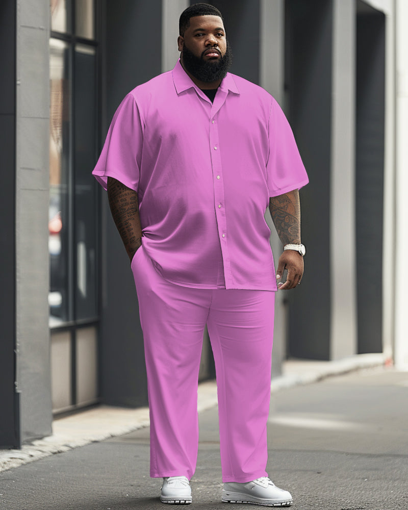 Big & Tall Solid Color T-Shirt Pants Set for big men view 3