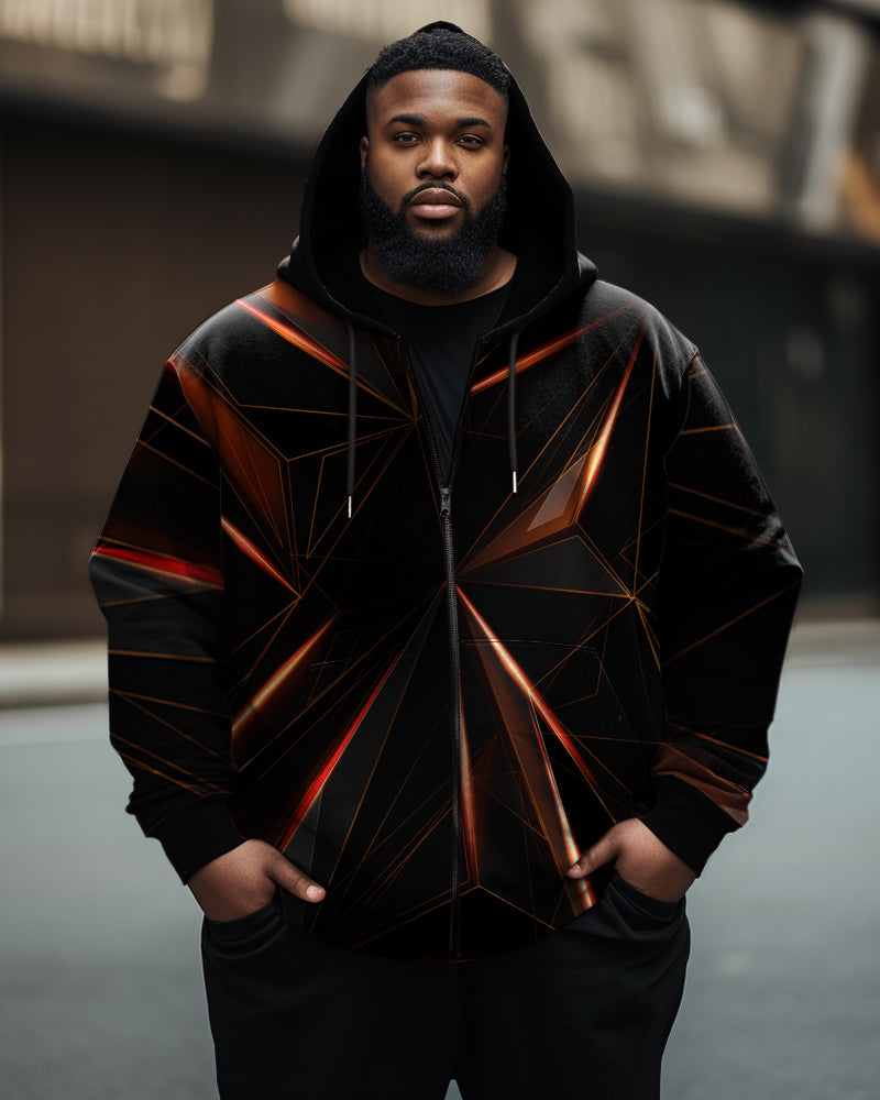 Big & Tall Geometric Hoodie Sweatpants Set for big men