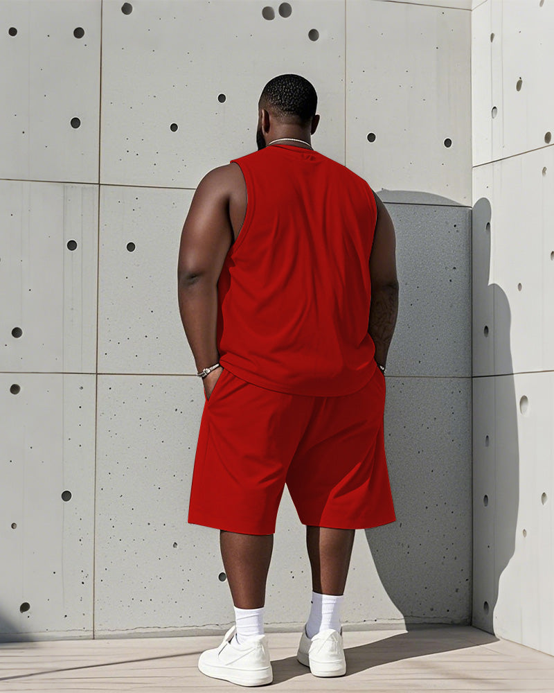 Big & Tall Red Graphic Tank Top for big men view 4