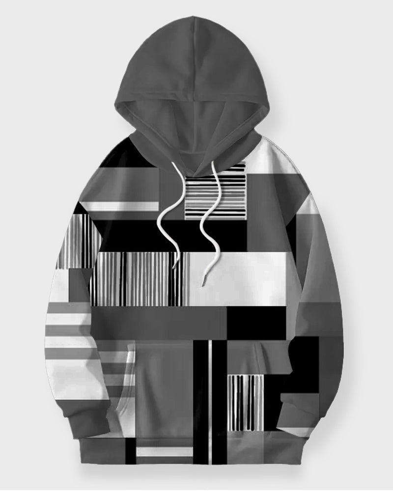 Big & Tall Gray Geometric Hoodie Sweatpants Set for big men view 3