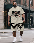 Big & Tall Graphic Streetwear T-Shirt Shorts Set for big men view 1