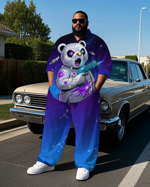 Big & Tall Gradient Streetwear Shirt Pants Set for big men view 1