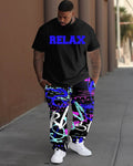 Big & Tall Graphic Graffiti T-Shirt Pants Set for big men view 1
