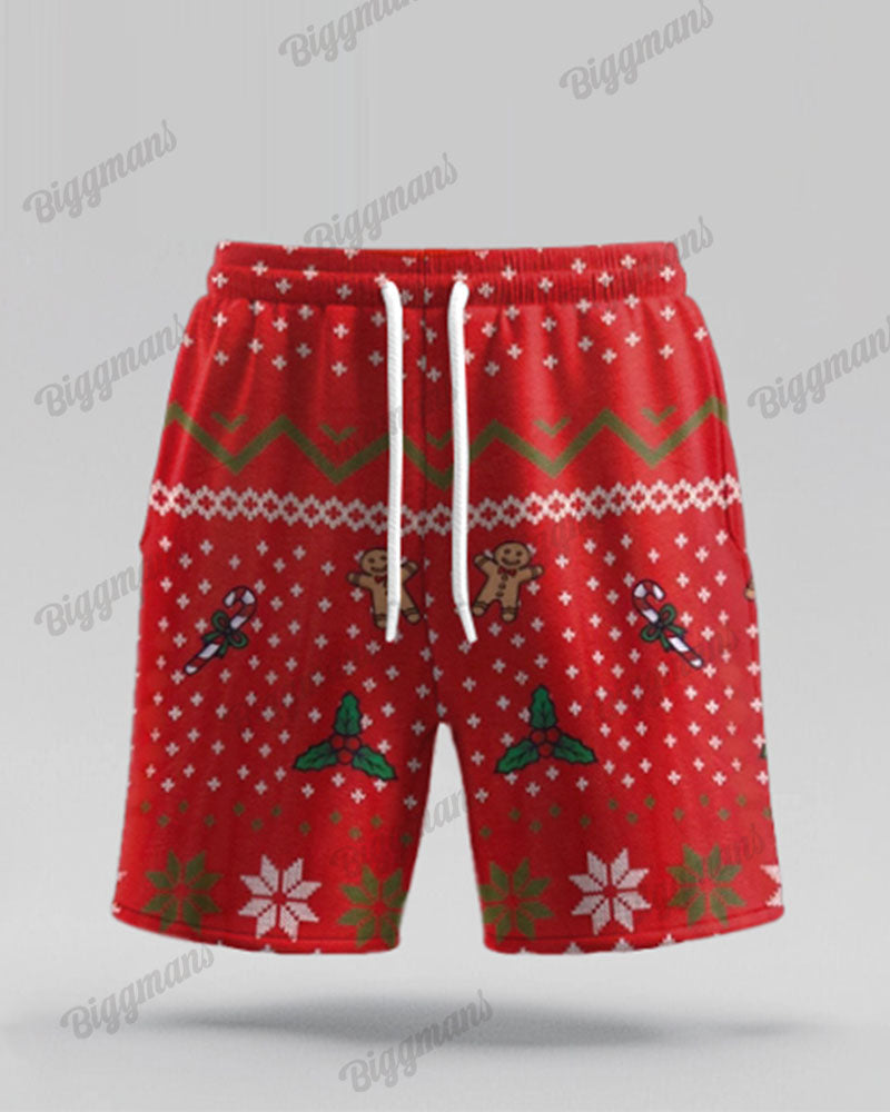 Big & Tall Red Graphic T-Shirt Shorts Set for big men view 4