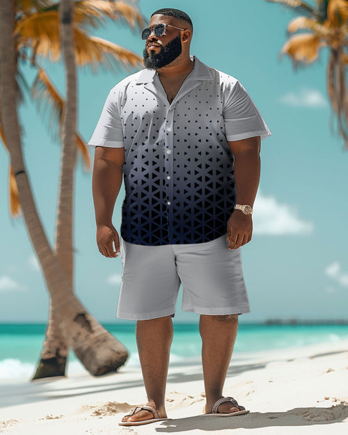 Big & Tall Graphic Business Casual T-Shirt Shorts Set for big men view 1