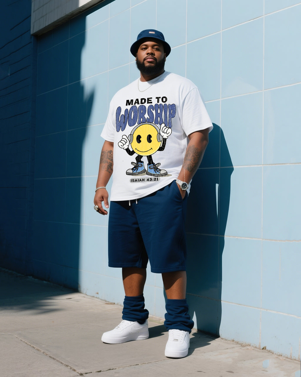 Big & Tall Graphic T-Shirt Shorts Set for big men view 1