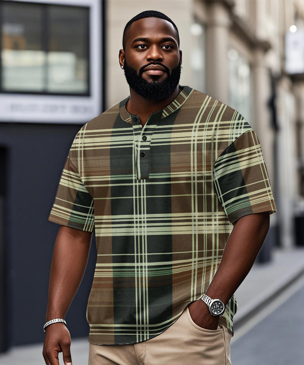 Big & Tall Green Plaid Graphic T-Shirt for big men view 1