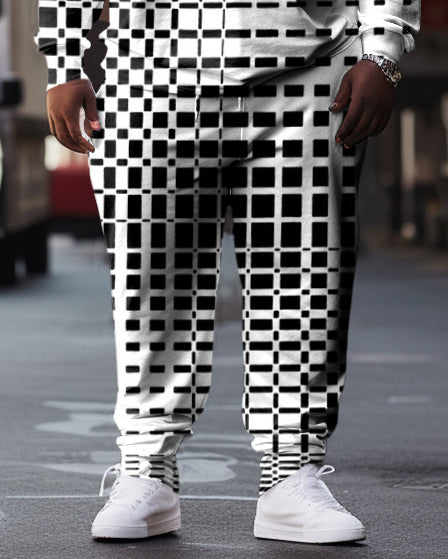 Big & Tall Geometric Graphic Hoodie Sweatpants Set for big men view 3