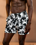 Big & Tall Black White Camouflage Shorts for big men