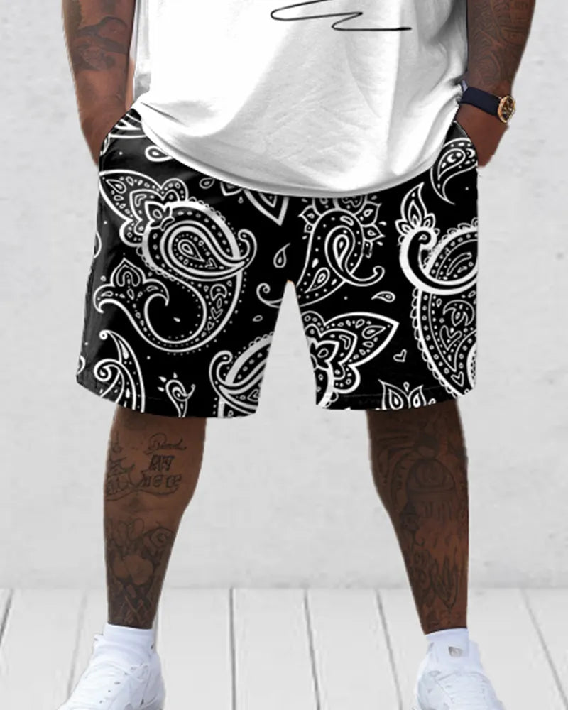 Big & Tall Floral T-Shirt Shorts Set for big men view 3