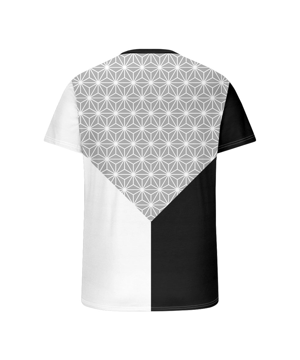 Big & Tall Black White Geometric T-Shirt for big men view 5