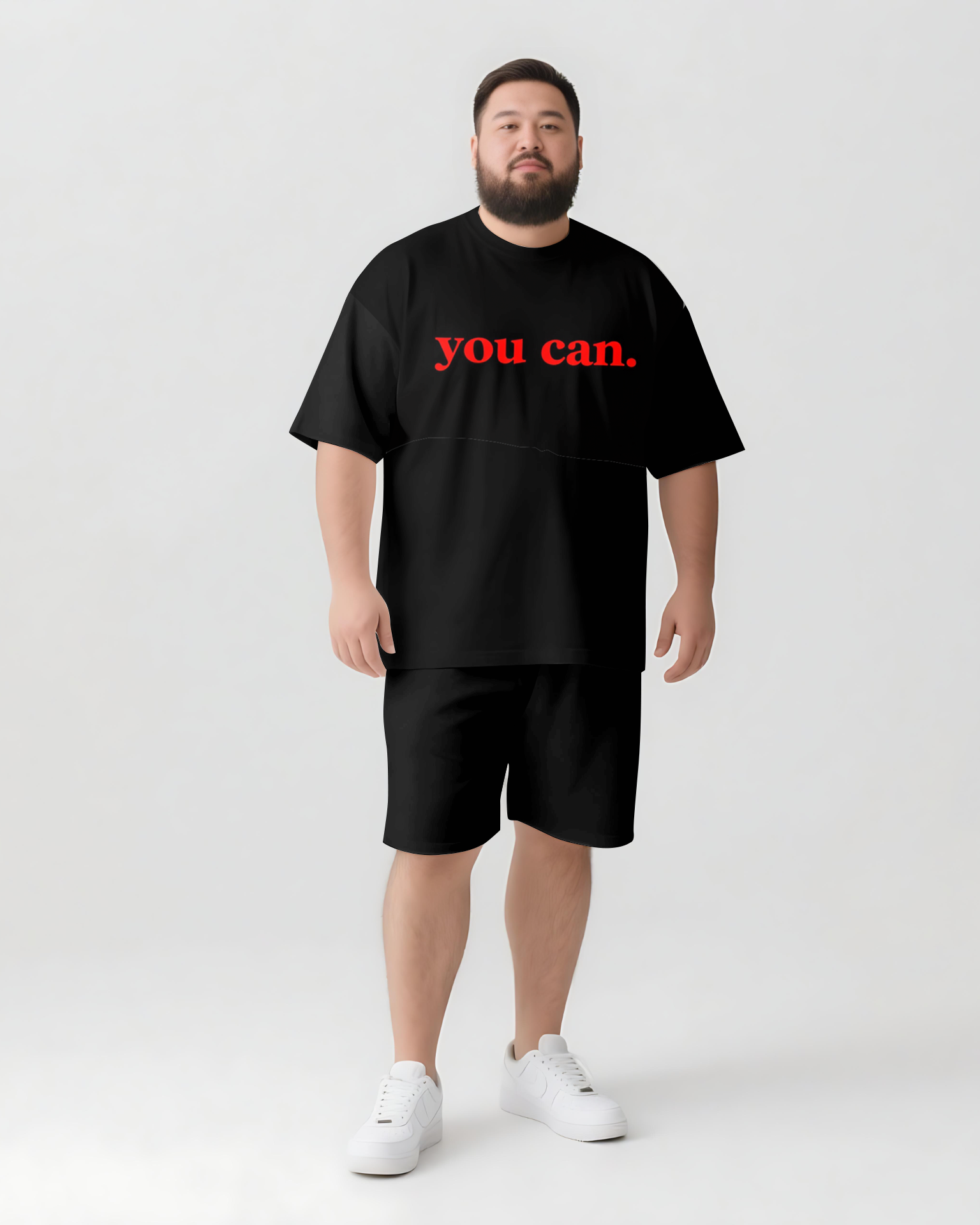 Big & Tall Graphic Streetwear Two-piece Set for big men view 1
